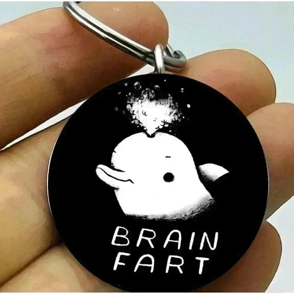 Dolphin Brain Fart Water Blow Hot Funny Cute Keychain